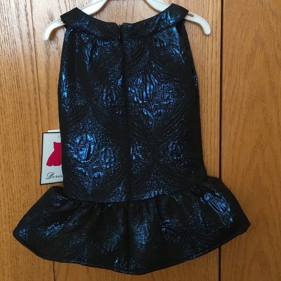 NWT Navy blue iridescent peplum dress - Picture 2 of 4